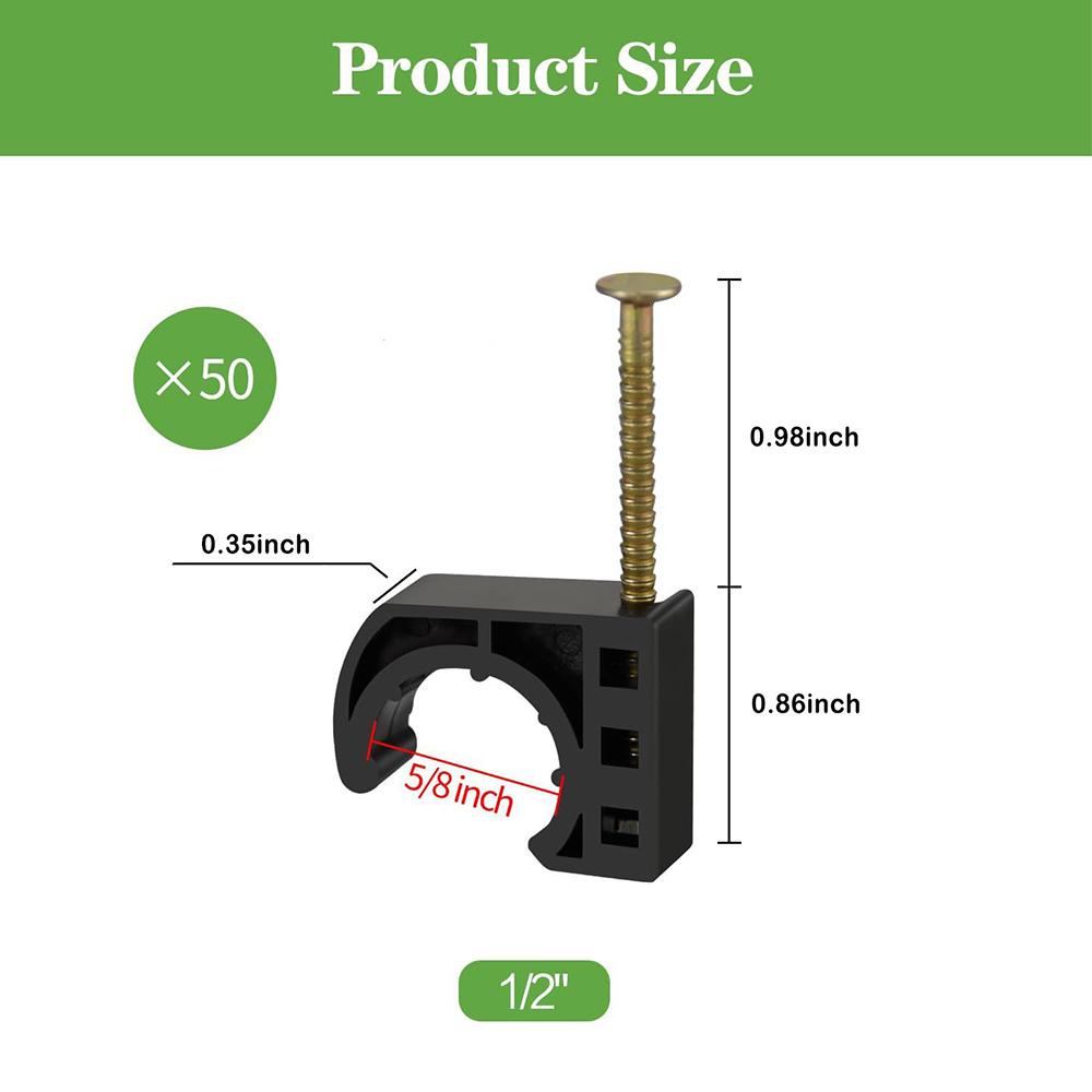 50Pcs 1/2" Half Clamps J-Hook With Nails Set For Tubing Connections