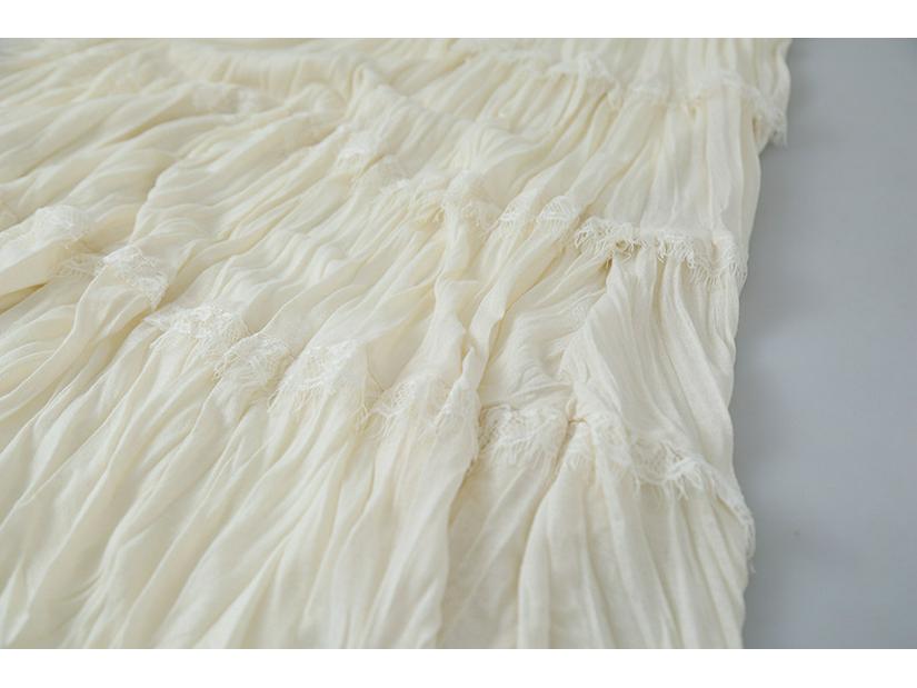French Retro Crinkled Lace High-Waisted A-Line Layered Skirt for Women, 2026 Spring Collection