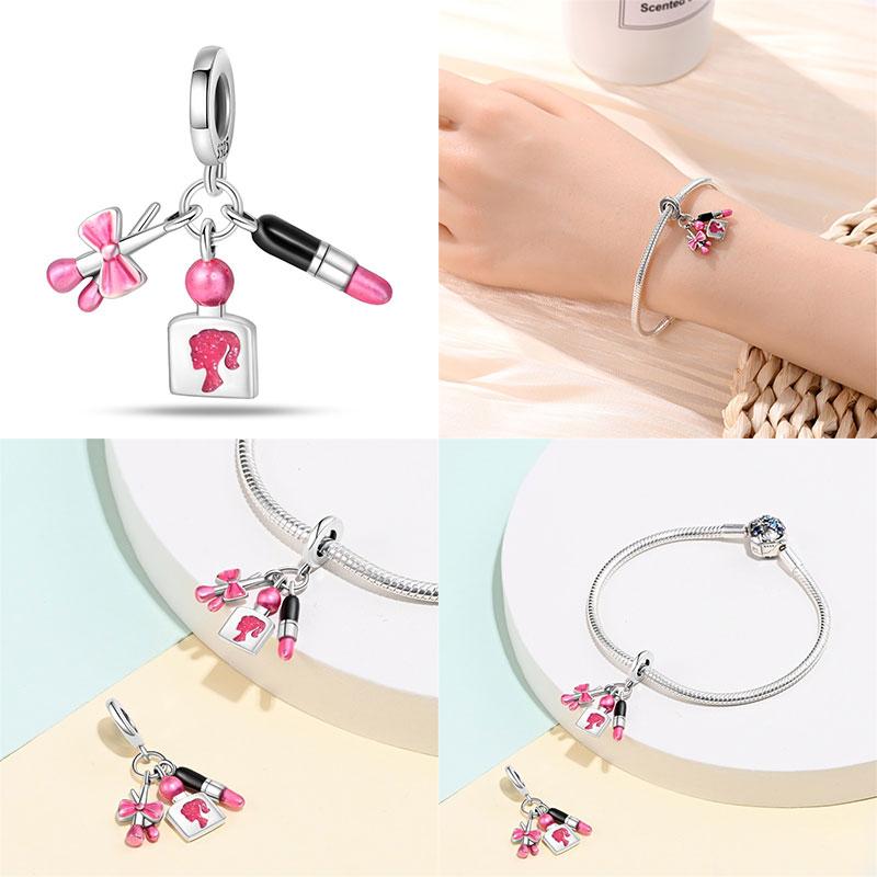 100%Copperpink Series Stars & High Heels Charms Fitoriginal Bracelets Diy Jewelry Making For Women Gift