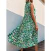 New European American Style Summer Abstract Print Midi Dress for Beach Vacation