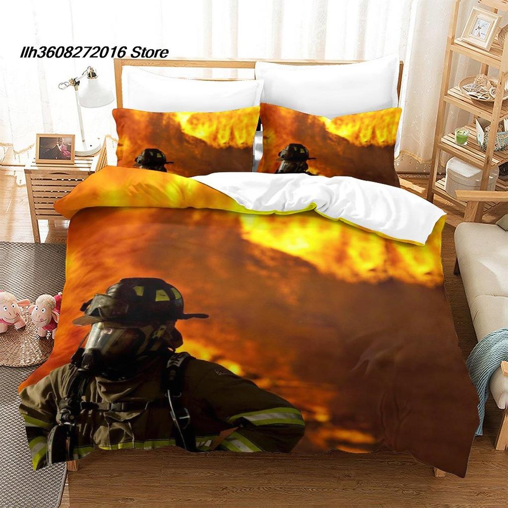 Comforter New Firefighter Rescue Bedding Set Single Twin Full Queen King Size Bed Set Aldult Kid Bedroom Duvet Set 3D Bed