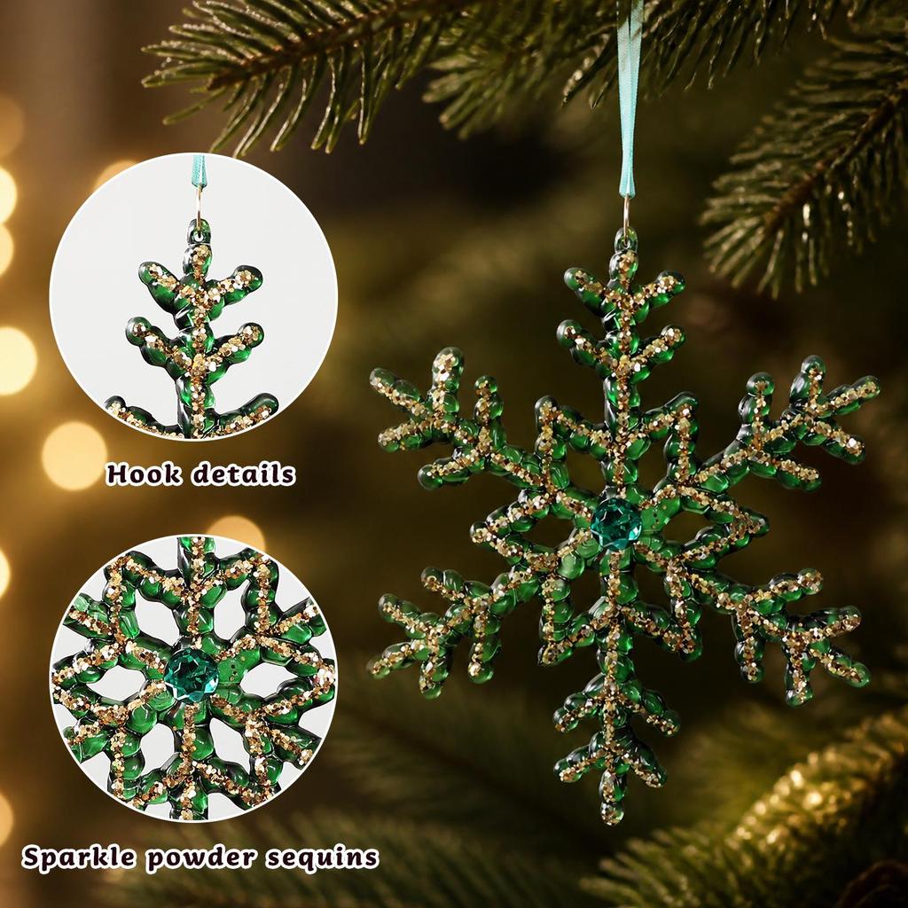 Gradient Color Snowflake Christmas Ornaments - Acrylic Decorations