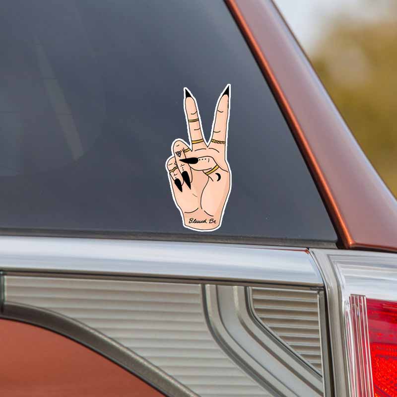 JT113#8x18cm Glossy Witchy Peace Sign Decal Durable & Perfect for Vehicles, Laptops & Smooth Surfaces – Personalize with Magic