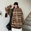 Autumn and Winter Vintage Striped Loose Pullovers Women Sweater Long Sleeve Casual Plus Size Knitted Sweaters Women Fashion O Neck Knit Jumpers 25361