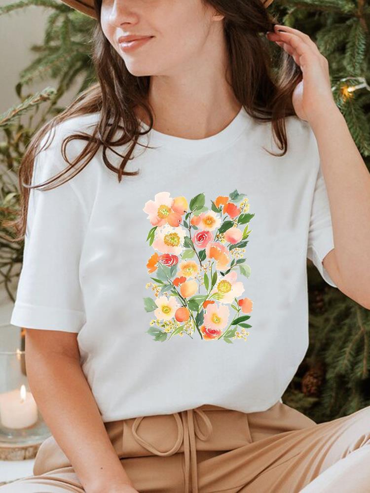 Pflanzenstil Trend Niedlich 90er Jahre T-Shirt Oberteil T-Shirt Kurzarm Sommerkleidung Druck Rundhals Mode Damenbekleidung Grafik-T-Shirt