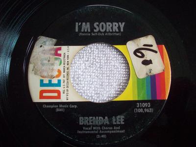 7inch Record BRENDA LEE - I'm Sorry 31093 Decca 1960 US Rock Used