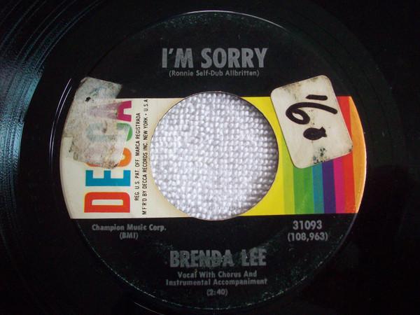 

7inch Record BRENDA LEE - I m Sorry 31093 Decca 1960 US Rock Used