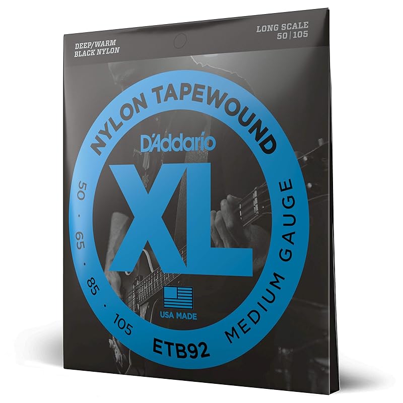 D Addario ETB92 Черные Басовые Струны с Нейлоновой Обмоткой, Длинные, .050-.105мм [Официальный Японский Продукт]