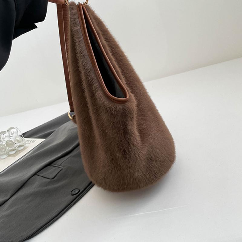 Yogodlns Leopard Print Tote Bag for Women, Soft Handheld Plush Shoulder Bag, Stylish Fall Winter Crossbody Purse & Shopper Bag