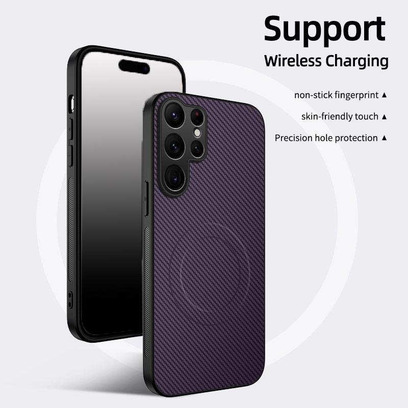 Magsafe Magnetic Wireless Charging Luxury Solid Color Matte Carbon Fiber Phone Case For Samsung Galaxy S26 Ultra Plus Back Cover