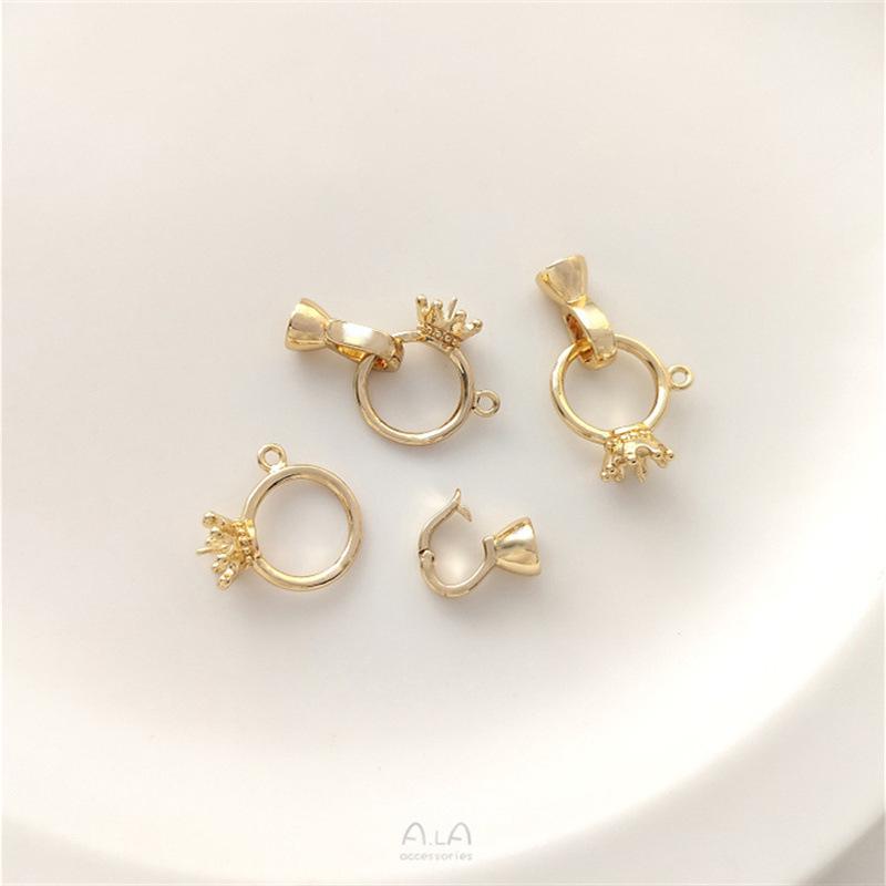 Cupă coroană din aur umplut 14K cu reținere a culorii, mărgea, închizătoare pentru colier inel, pentru accesorii bijuterii cu pandantiv perlă DIY