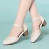 4.5cm Breathable Comfortable Shallow Bow Bright Leather Shoes Women Mary Janes 2025 Spring Med Block Heels Shoes for Office Mom