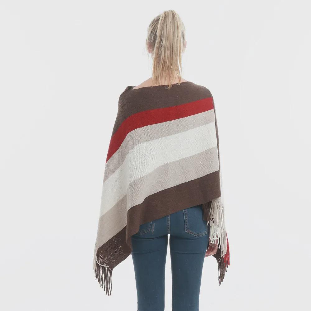 Nový jarní a podzimní pletený šál s střapci: Teplý, velký, volný top s kapucí