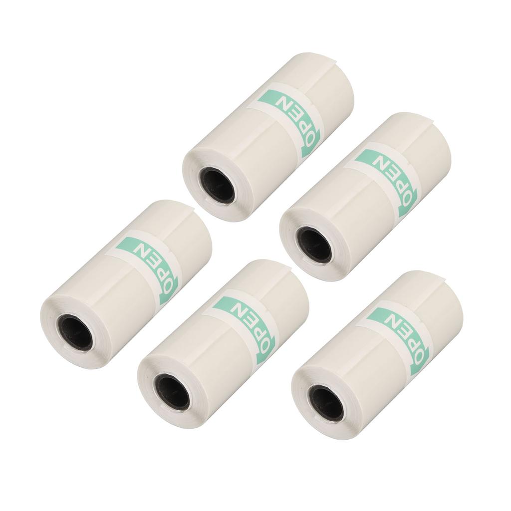 5 Rolls Adhesive Thermal Paper 2.2in Long 1in Wide Printing Transparent Thermal Sticker Paper for Ph