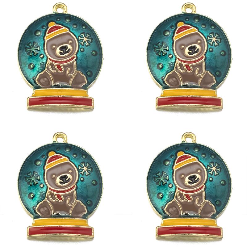 10pcs/lot Alloy Drip Oil Pendant Santa Claus Snowman Christmas Tree Charm Pendant For DIY Men Women Earrings Necklace Party Gift