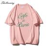 Shellsuning Funny Letter Printing T Shirts Women Summer Loose O Neck Cotton Base Tees Female Vintage Streetwear Couple Tops