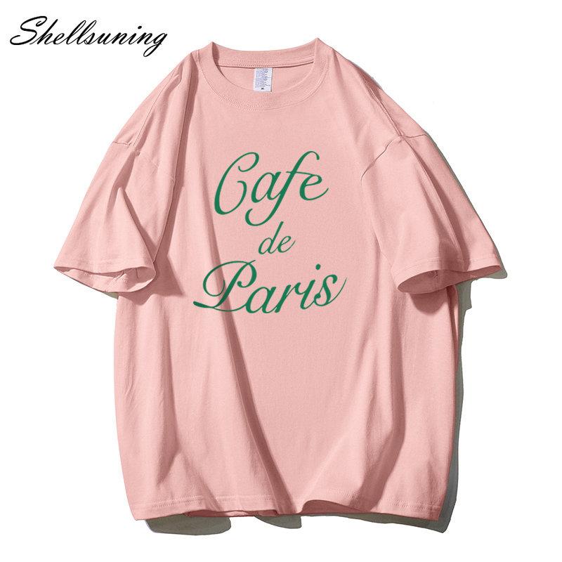 Shellsuning забавные футболки с буквенным принтом женские летние свободные хлопковые — фото 3