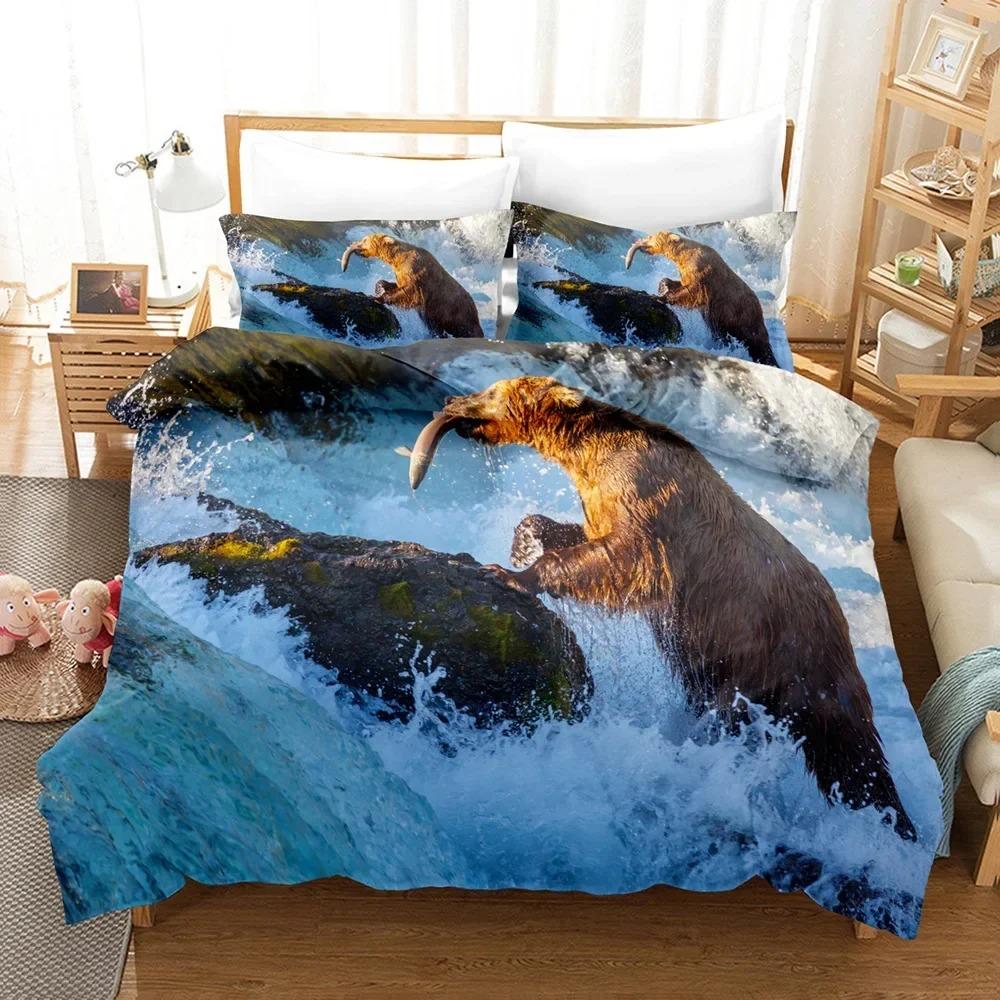 3D Elephant Bedding Set Queen Full Duvet Cover Sets Design Elephant Bedspread Black Wildlife Soft 2/3pcs Microfiber Quilt Cover