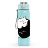 1PC Black White Moon Cat Art 750ml Color Plastic Sports Water Bottle Leakproof Flip Straw Lid Suitable for Sports Office Home Use