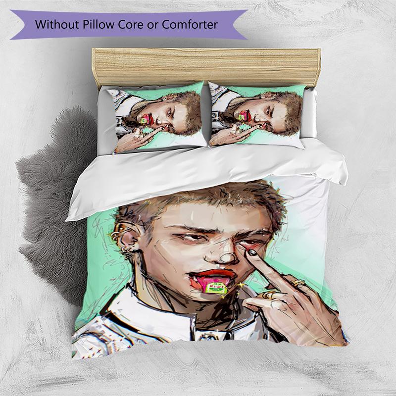 hyunjin Printed 3PCS Bedding Set Soft Breathable Duvet Cover Pillowcases Set Washable Bedroom Decor Home Gift