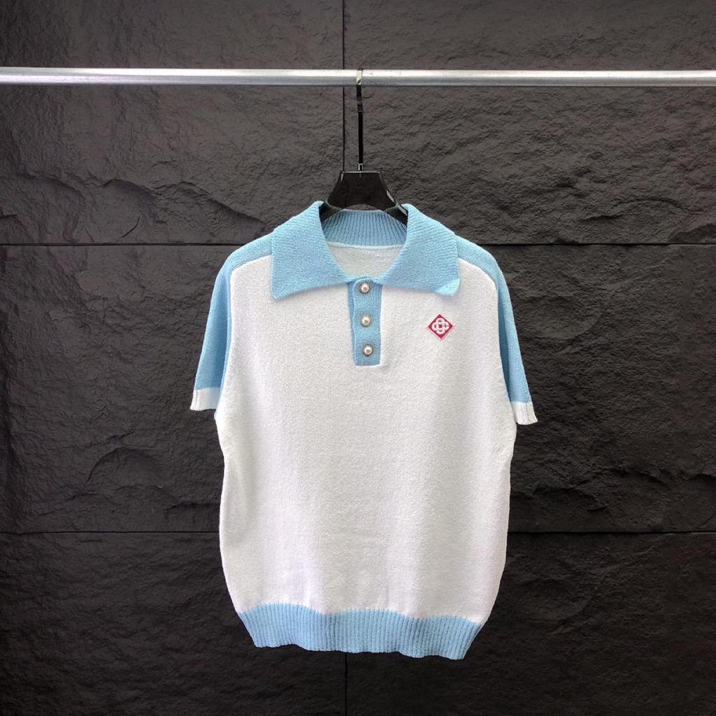 European Style Knit Patchwork Polo - Unisex Design Top