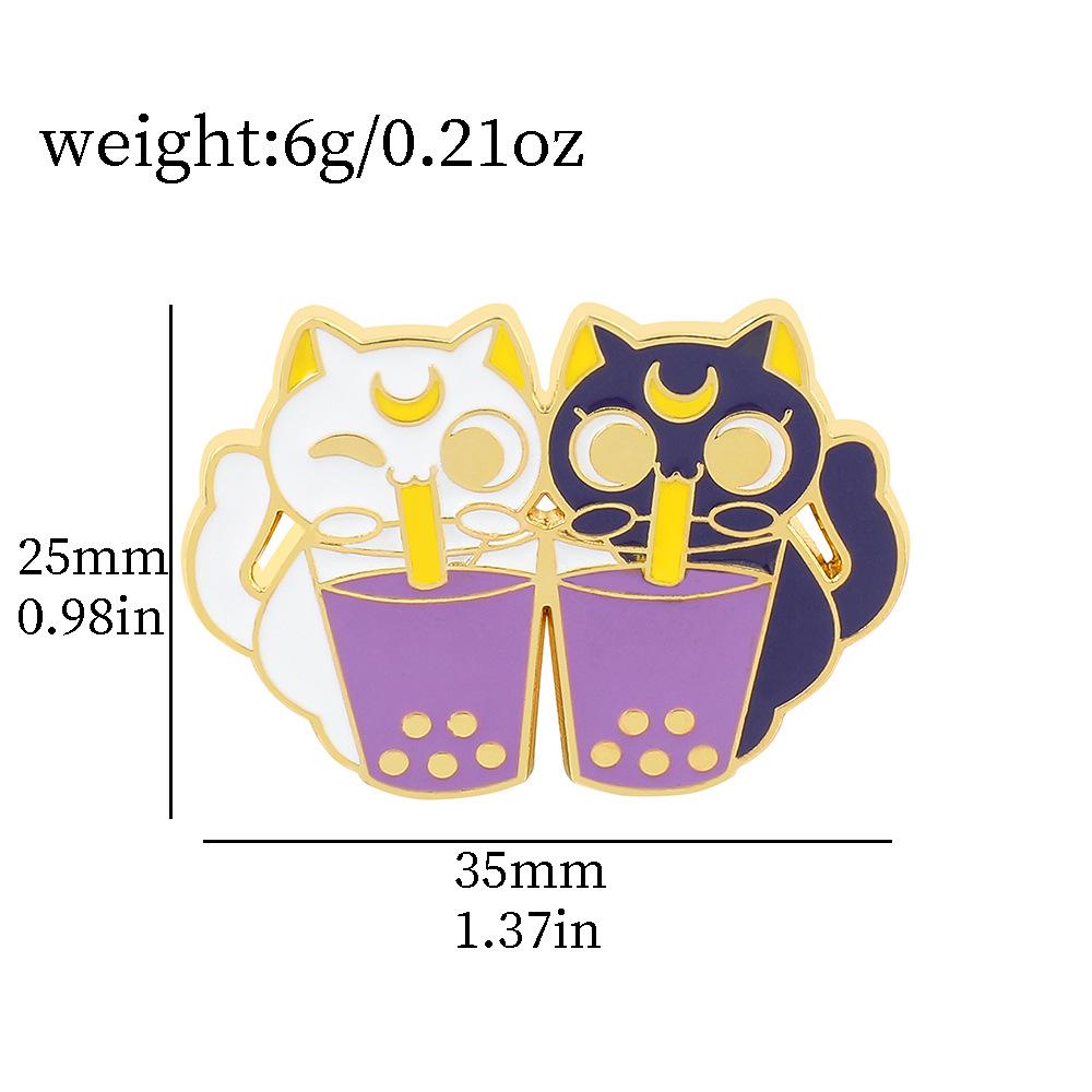 Cat Brooch Kitten Holding Stars Creative Personality Purple Cat Badge Bag