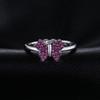S925 Silber Mikropavé roter Korund Schmetterling Tier Ring Schmuck