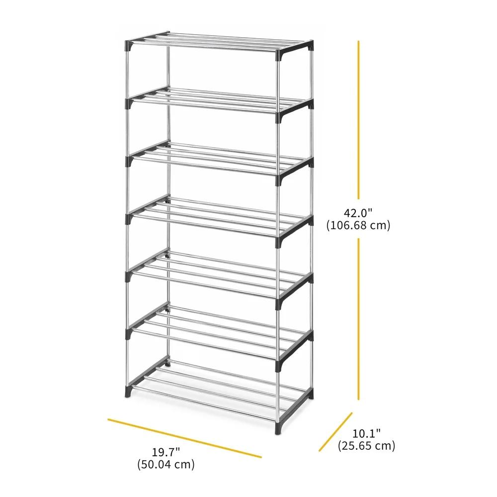 7-Tier Metal Shoe Rack Organizer 14-Pair Storage Solution Durable Freestanding Closet Organizer Easy Assembly Home Accessories