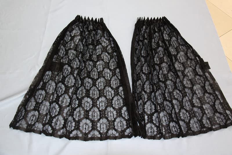 Track Curtain, Side Curtain, Lace, Mirror Effect, Black, Width 39.4 Inches (100 Cm) X