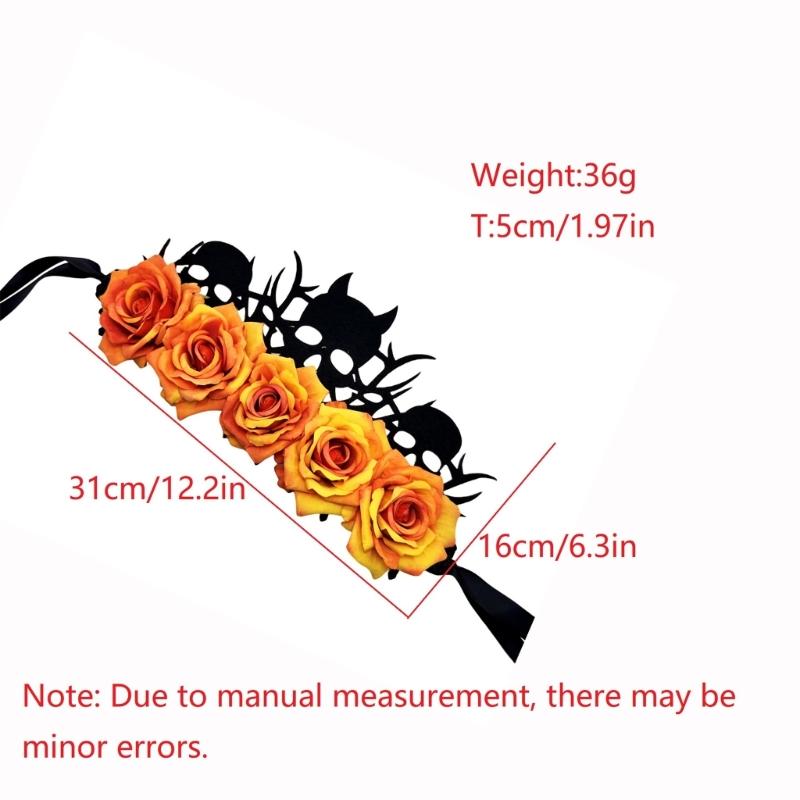 Reusable Rose Flower Witch Crowns Halloween Party Headwear Lightweight Child Costume Decoration