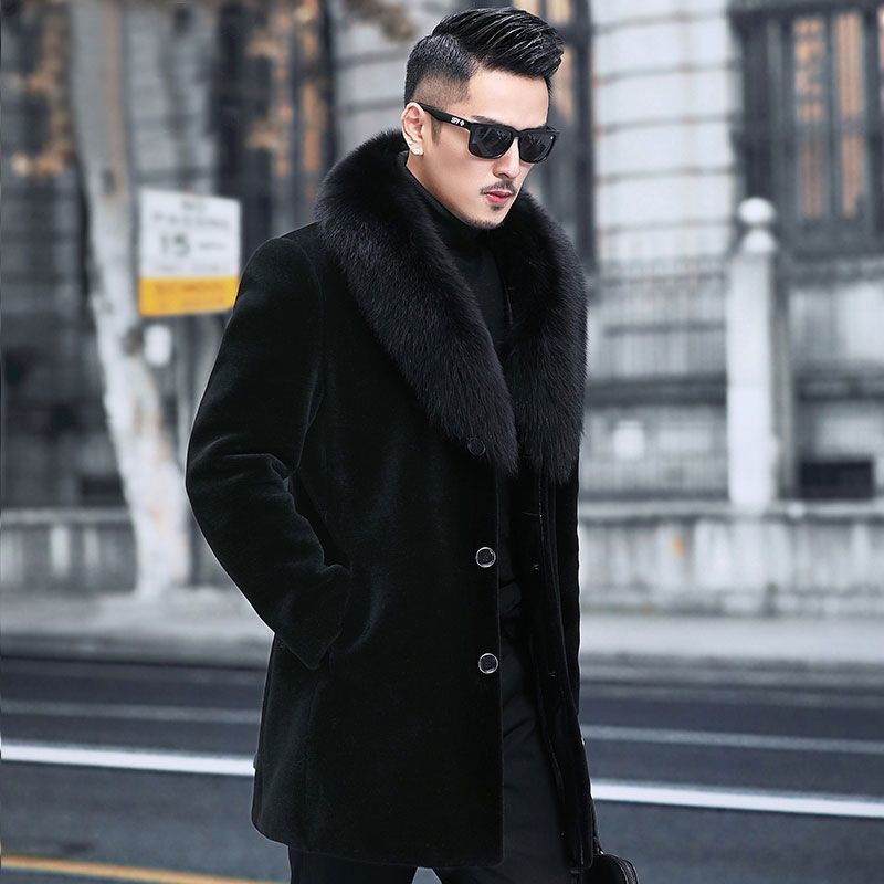 Cappotti in martora da uomo di grandi dimensioni Cappotto in pelliccia sintetica Giacca invernale con cappuccio in visone Top di grandi dimensioni