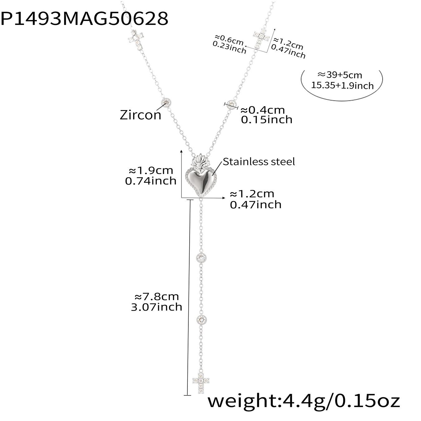 Qiong Yao Love Cross Y-Shaped Zircon Necklace, 18k Gold Plated, Double-Layer Clavicle Chain