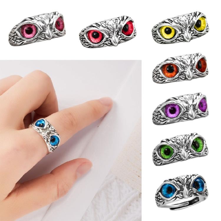 Fashion Vintage Cute Eyes Owl Ring For Men Women Open Rings Silver Color