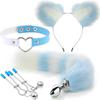 Anal Sex Toys Fox Tail Butt Plug Sexy Plush Cat Ear Headband with  Leather Necklace Set Massage Sex Toys Women Couples Cosplay