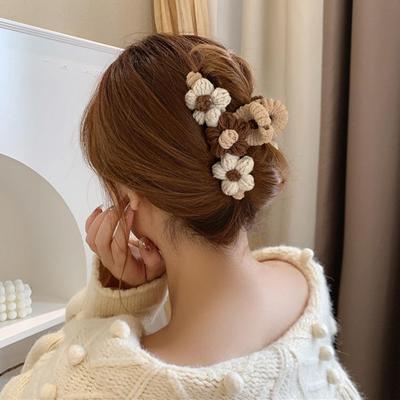 Koreanische gestrickte Retro-Blumen-Haarspange - Herbst/Winter Haarklammer Kopfschmuck