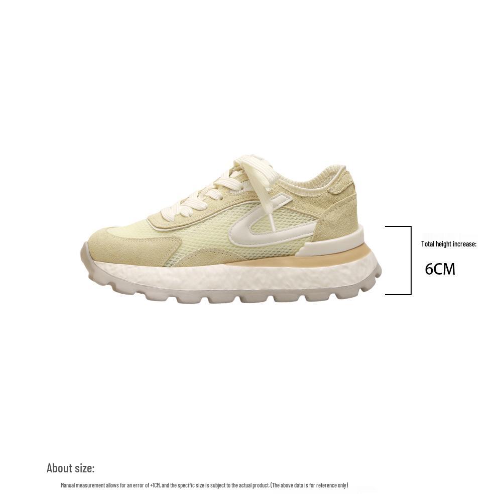 

Grape Mom Studiolee 6cm Height-Boost Mesh Patchwork Lace-up Lightweight Training Shoes 37