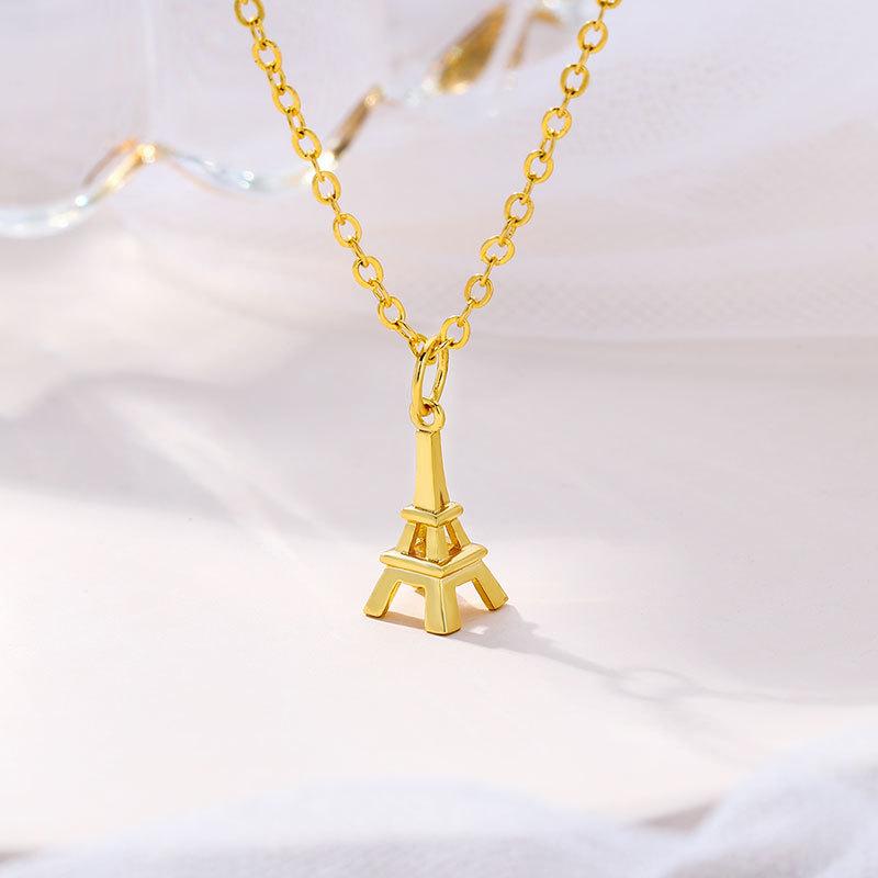 Fashion Temperament Necklace Women's Niche Projection Ins Design Sense Paris Eiffel Tower Necklace Jewelry
