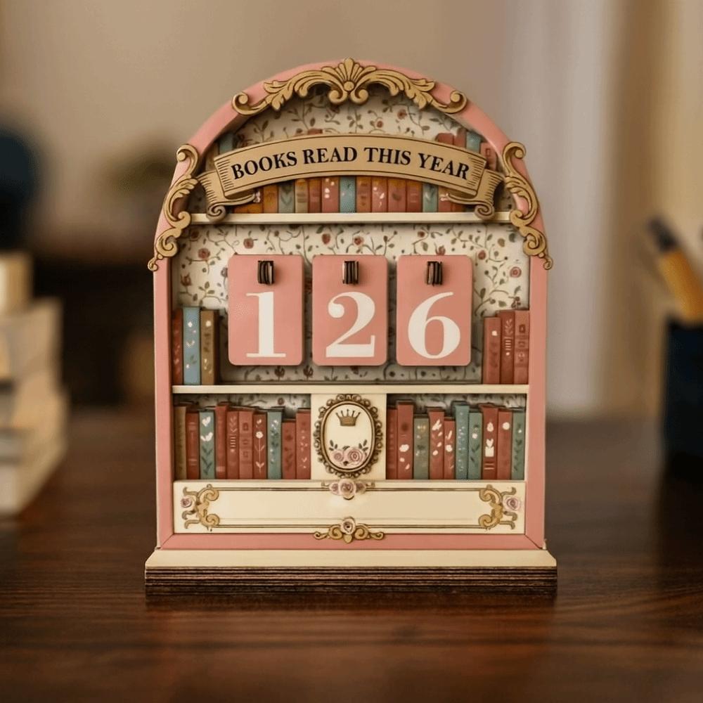 Eco-Friendly Wooden Reading Challenge Tracker Retro DIY Reading Book Signage Handmade Household Reading Book Counter Bookworm