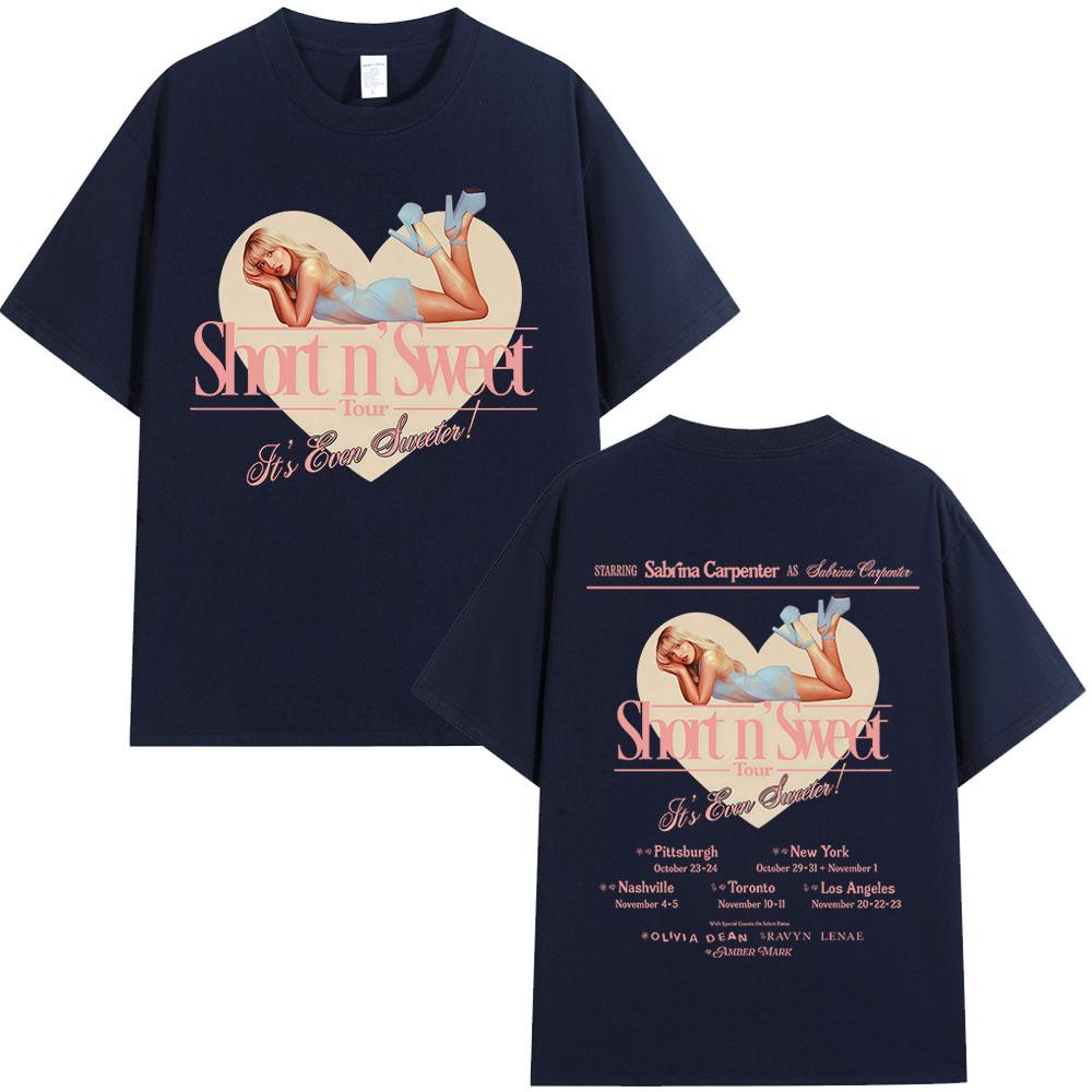 Sabrina Carpenter Short N Sweet Tour 2025 T Shirt Unisex Women Clothing Fashion Aesthetic Tshirts Cotton Loose Tshirt Streetwear
