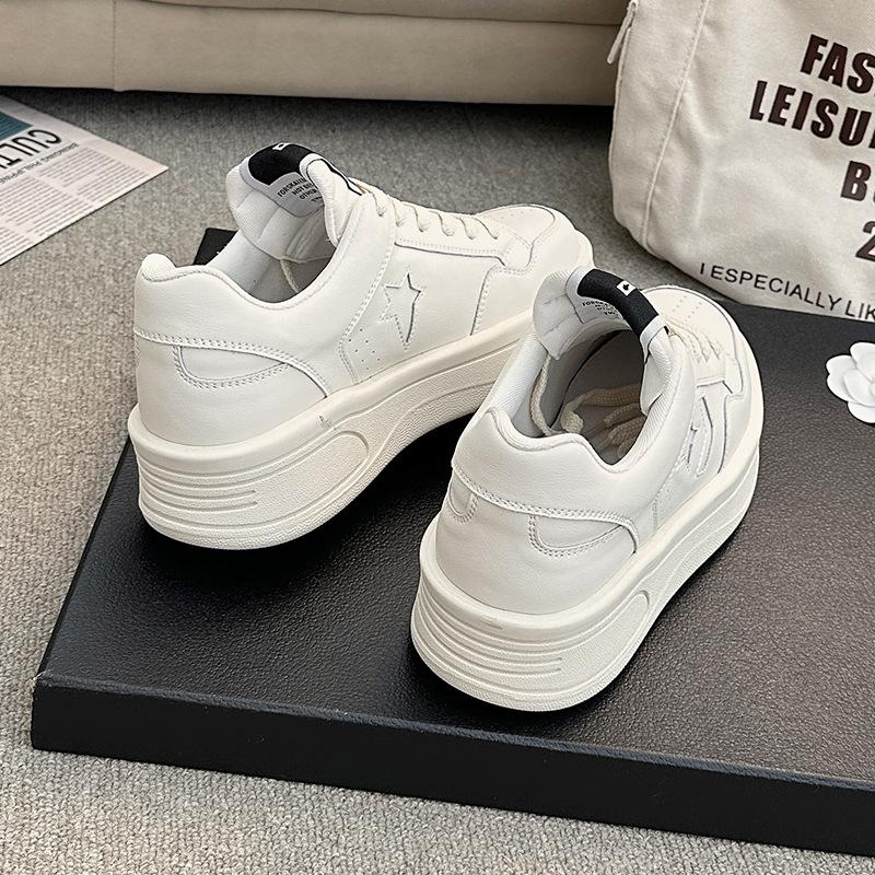 Thick-soled Sports Small White Shoes Women's Autumn and Winter New Leather Heightening and Slimming All-match Casual Dad