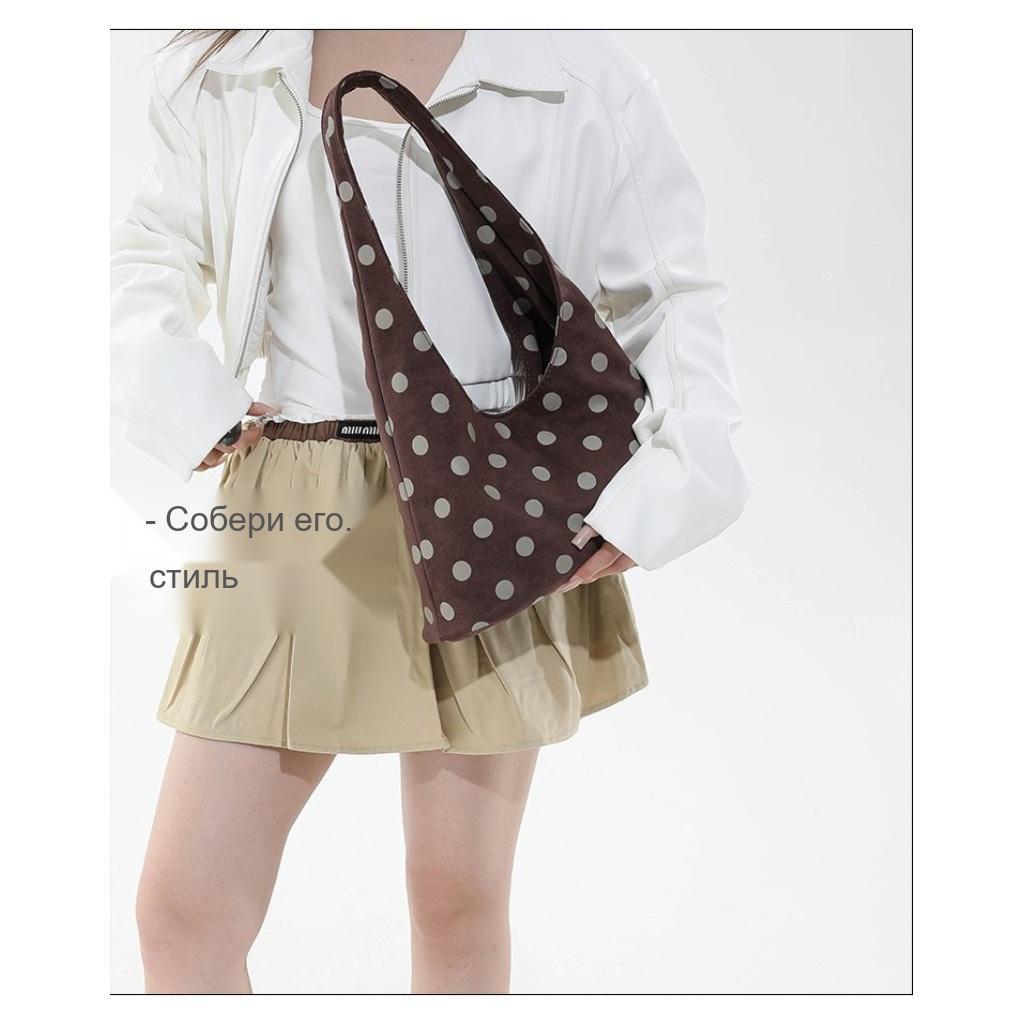 Shoulder Bag Women Fabric Polka Dot Large Capacity Daily Commute