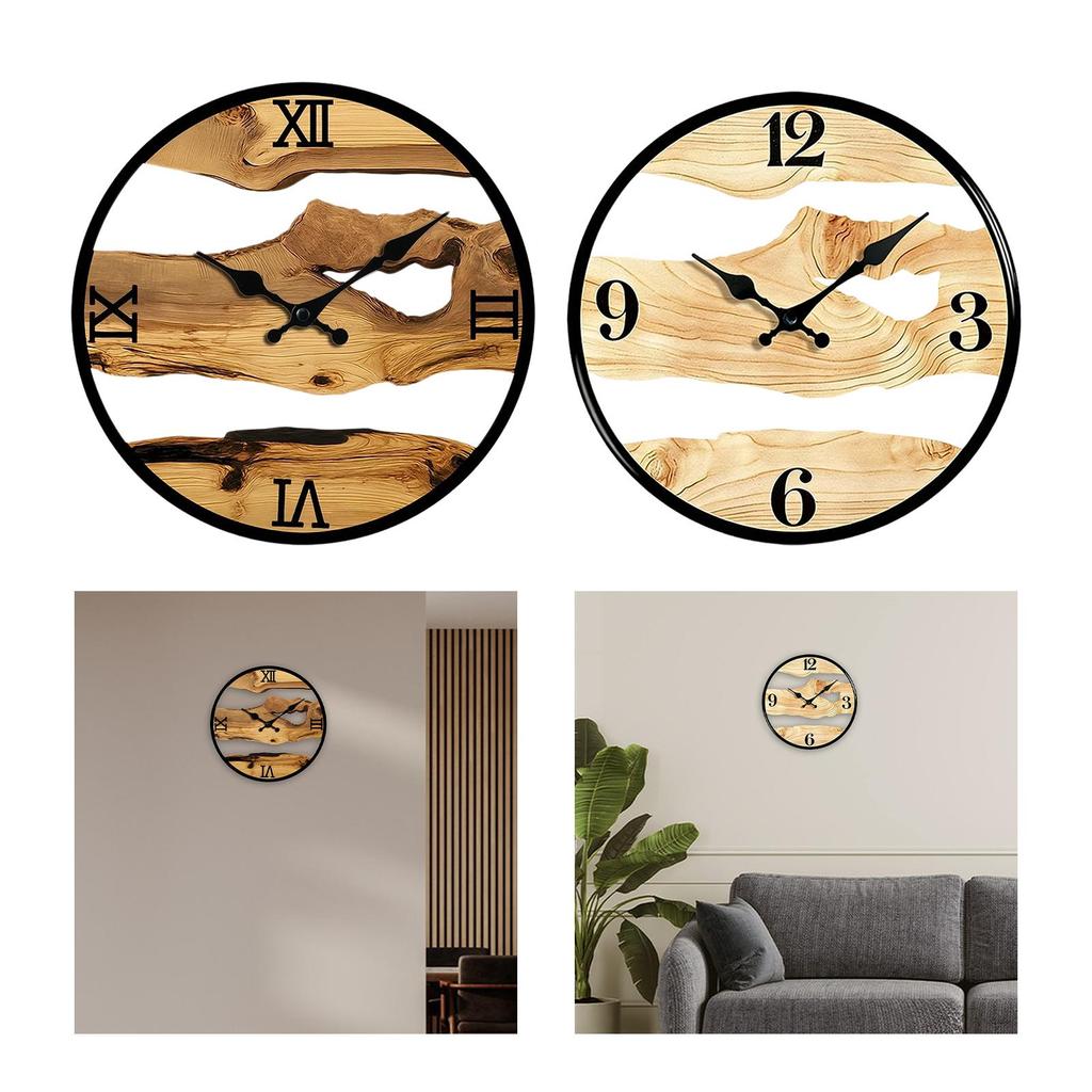 Wood Wall Clock Wall Decor Home Decoration Farmhouse Wood Grain Creative Quiet Decorative Clock for Kitchen Kids Room Bedroom