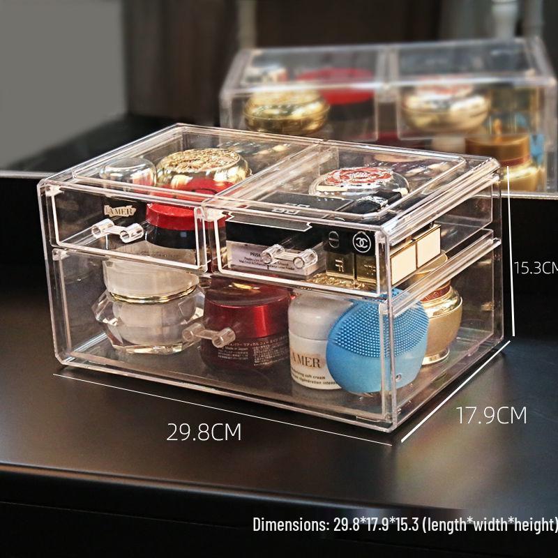 Organizator cosmetic transparent rezistent la praf cu capacitate mare pentru rujuri și produse de îngrijire a pielii