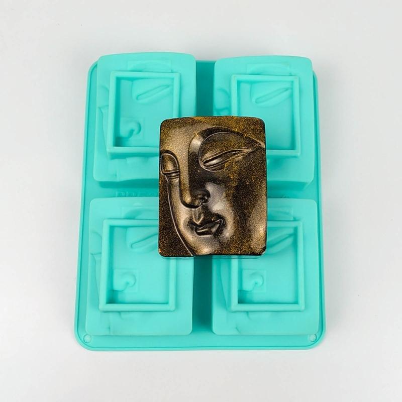 4 Holes Buddhas Portrait Silicone Mould Human Face Candle Molds Soap Molds Resin Casting Molds DIY Cake Making Supplies