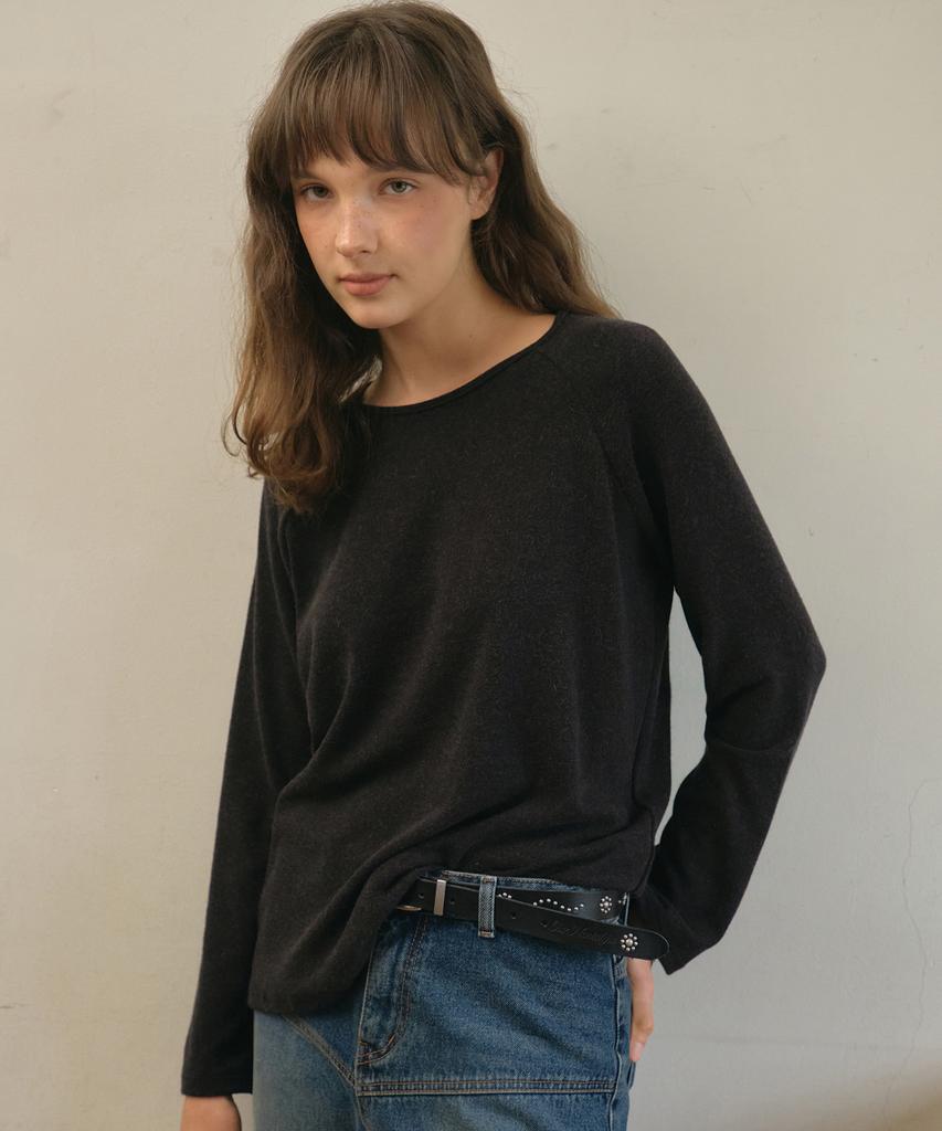 Aueonoseuteljia Basic Angora Raglan Long Sleeve T-Shirt_Charcoal(O25-Tp15)