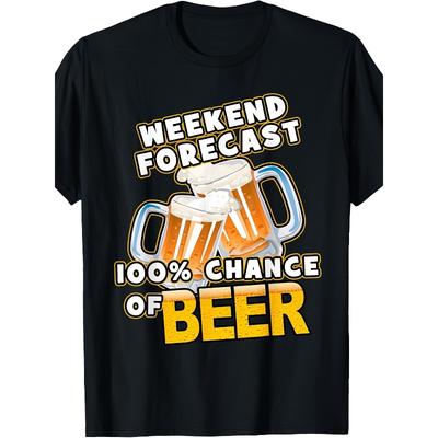 Speels Comfort T-shirt Weekendvoorspelling Kans op Bier T-shirt T-shirt