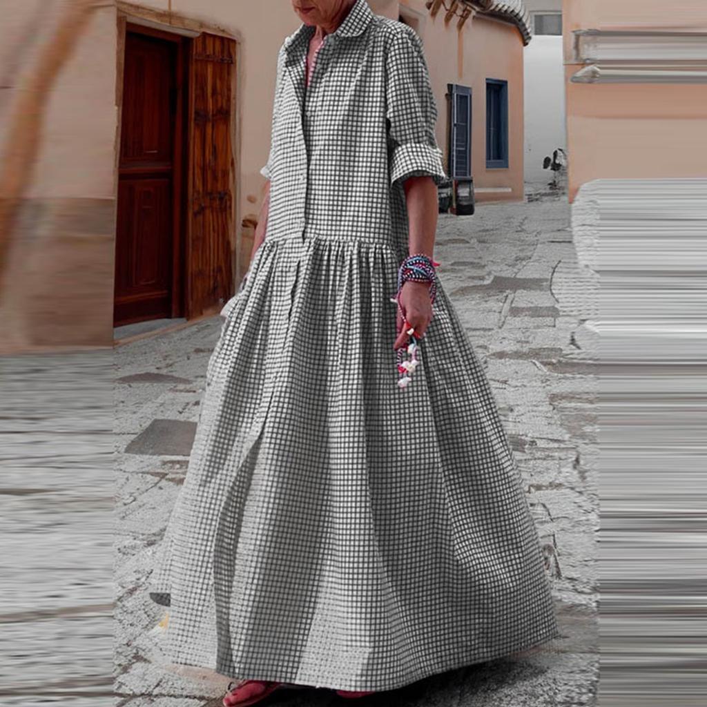 Elegantes kariertes Hemdkleid für Damen