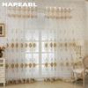 1PC European Gold Embroidered Sheer Curtain Luxury Style Transparent Tulle for Living Room Bedroom Balcony Window Home Decor