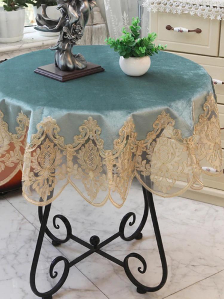 Neue Spitzentischdecke Pastoral runde Tischdecke Esszimmertischdecken Heimstickerei Tischdecke roségoldene Dekoration Haustuch