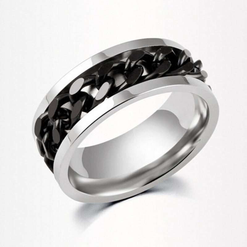 Titanium steel chain, rotating ring niche, stainless steel rotating chain, bottle opener trend bottle opening ring, male